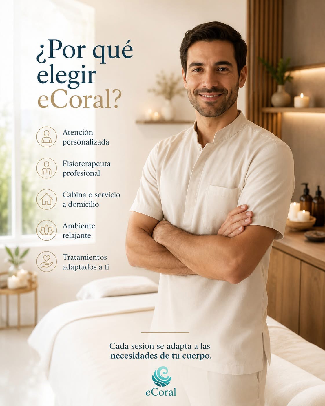 Profesional de eCoral en una cabina de bienestar